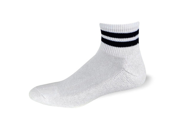 Pro Feet Cushioned Postal Quarter Ankle Socks White with Navy Blue Stripes White 9 11 Female